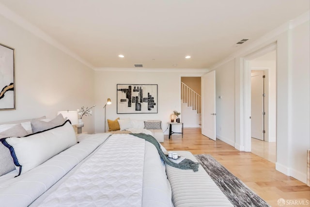165 Summit Way, San Francisco, CA 94132 - bedroom with light wood-style floors, recessed lighting, crown molding, and baseboards