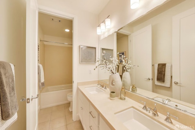 165 Summit Way, San Francisco, CA 94132 - bathroom featuring tile patterned flooring, double vanity, shower / tub combination, and toilet