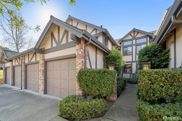 exterior space with a garage