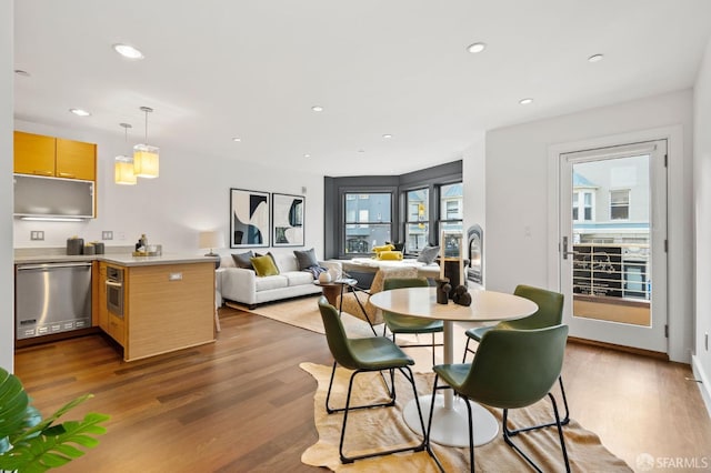 dining area featuring light hardwood / wood-style flooring