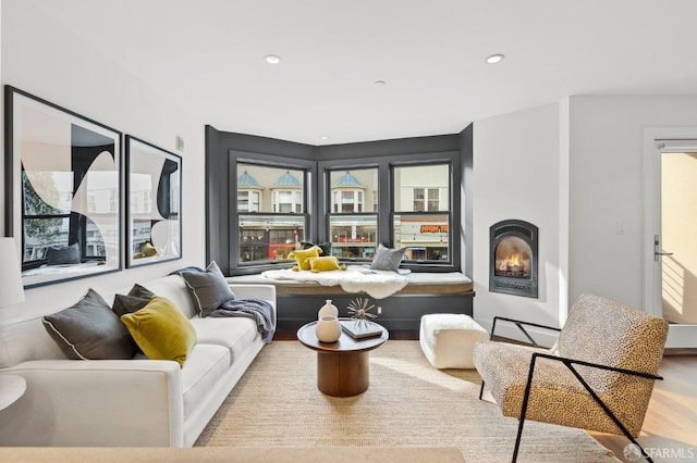 living room with light wood-type flooring