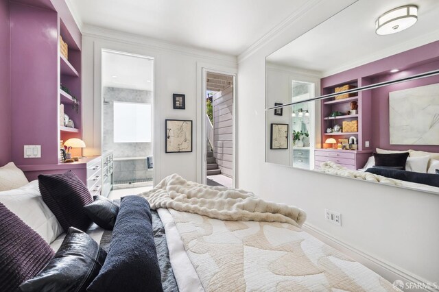 1144 York St, San Francisco, CA 94110 - bedroom with ornamental molding and ensuite bath