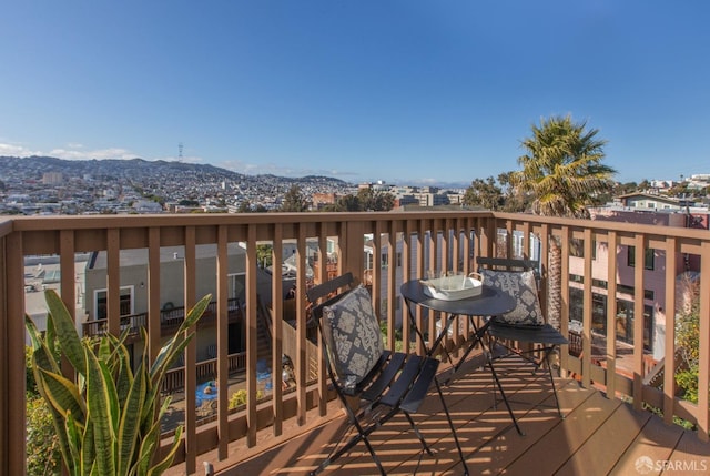 deck featuring a mountain view