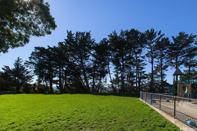 view of yard with a playground