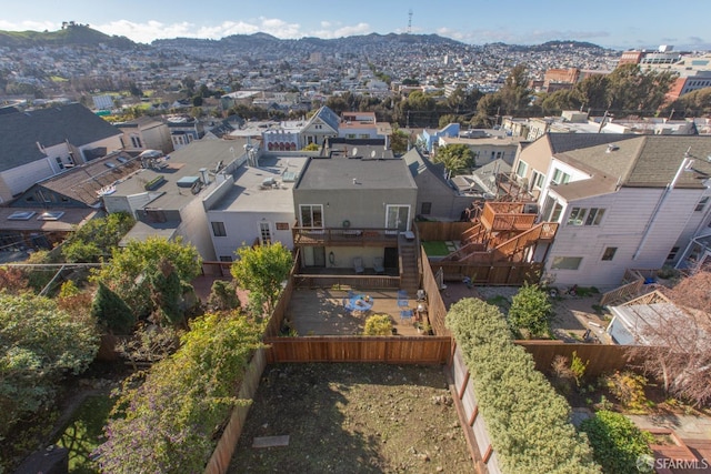 bird's eye view with a mountain view