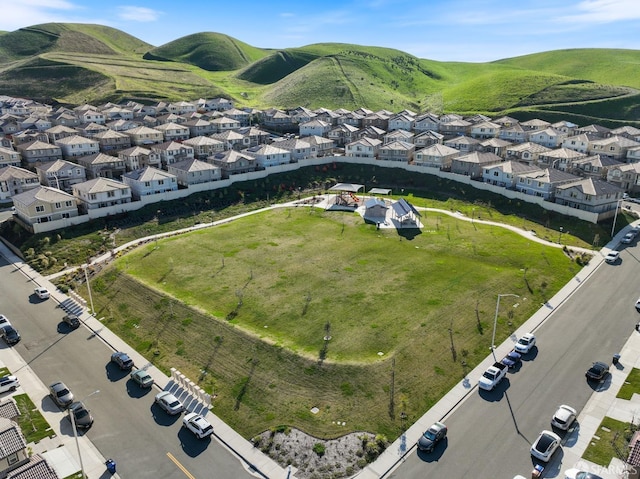 bird's eye view with a mountain view