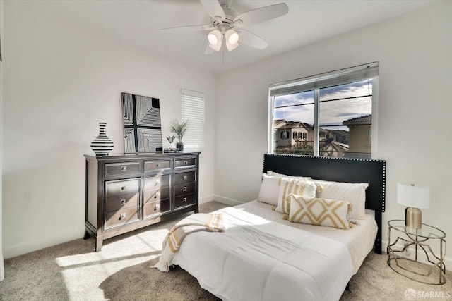 bedroom with carpet and ceiling fan