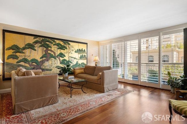 living room featuring wood-type flooring