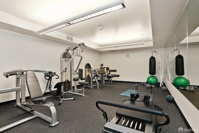 451 Kansas St Unit 428, San Francisco, CA 94107 - exercise room with a tray ceiling