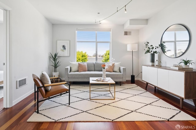 451 Kansas St Unit 428, San Francisco, CA 94107 - living room with dark wood-style floors and track lighting