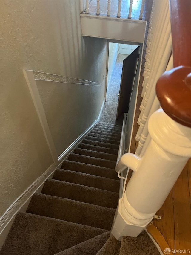 stairs with carpet flooring