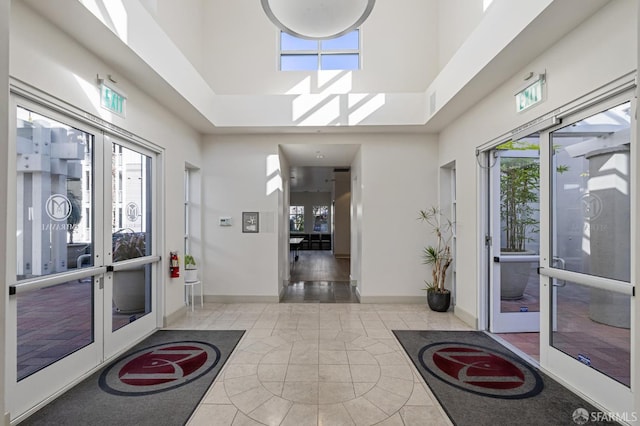 3901 Lick Mill Blvd Unit 165, Santa Clara, CA 95054 - entrance foyer featuring a high ceiling, french doors, baseboards, and tile patterned floors