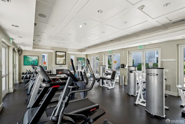 3901 Lick Mill Blvd Unit 165, Santa Clara, CA 95054 - gym featuring french doors, baseboards, and recessed lighting