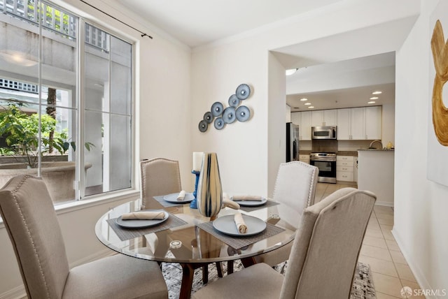 3901 Lick Mill Blvd Unit 165, Santa Clara, CA 95054 - dining room with light tile patterned flooring, baseboards, and recessed lighting