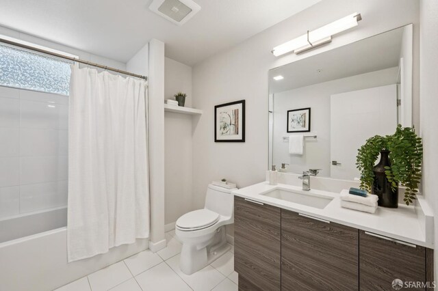 1605 Riviera Ave Unit 608, Walnut Creek, CA 94596 - full bathroom featuring tile patterned floors, vanity, and shower / bath combination with curtain