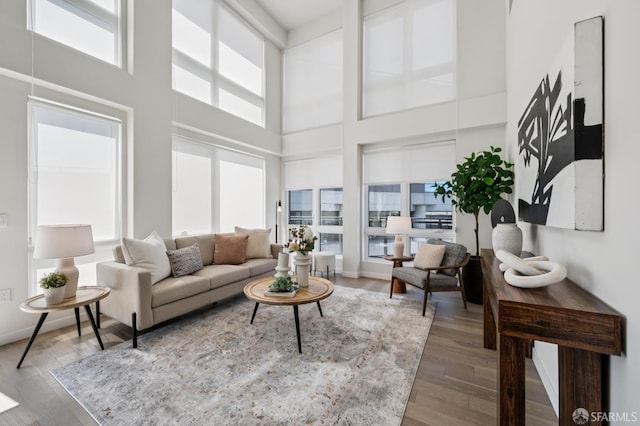 1605 Riviera Ave Unit 608, Walnut Creek, CA 94596 - living room featuring a high ceiling and wood finished floors