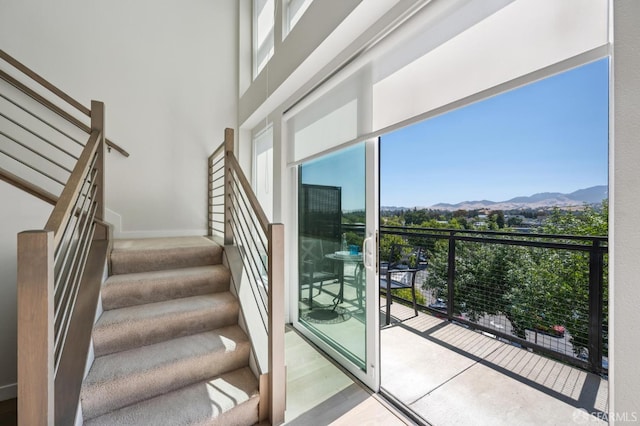1605 Riviera Ave Unit 608, Walnut Creek, CA 94596 - stairway with a mountain view and a towering ceiling
