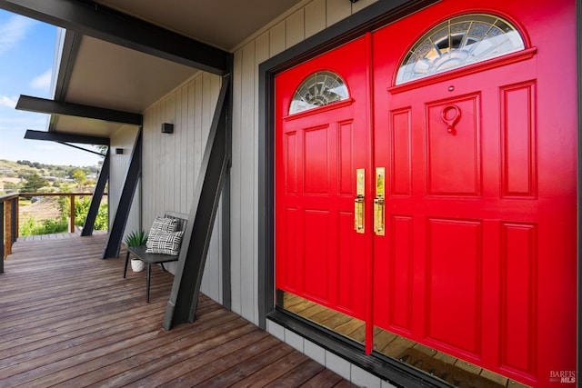 doorway to property with a porch