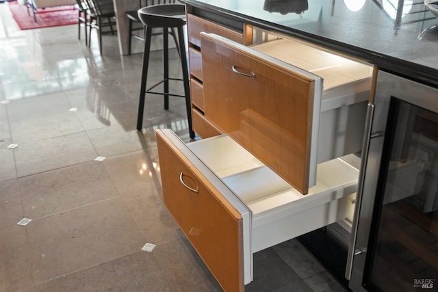 details featuring brown cabinetry