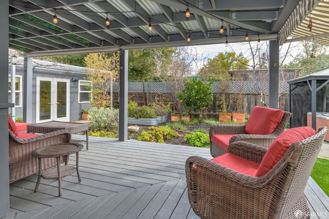 wooden deck featuring a gazebo