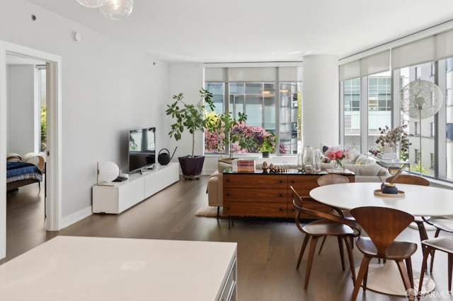 333 Beale St Unit 4E, San Francisco, CA 94105 - dining area with wood finished floors and expansive windows