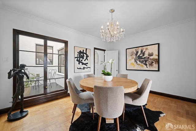 57 Masonic Ave, San Francisco, CA 94118 - dining area with a chandelier and crown molding