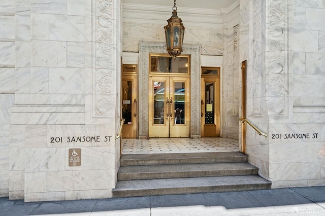 entrance to property with french doors