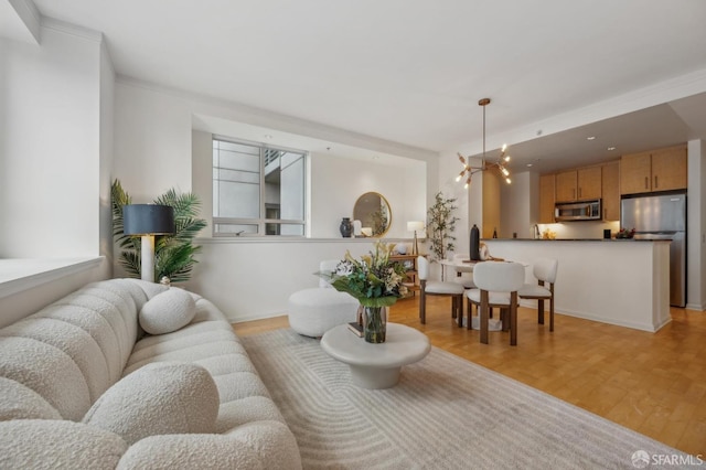 living room featuring light wood-type flooring