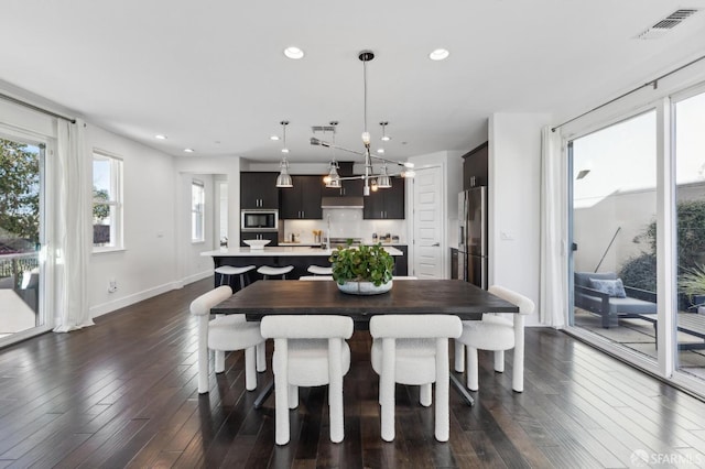 2768 Bette St, Alameda, CA 94501 - dining area with dark wood-style flooring and recessed lighting