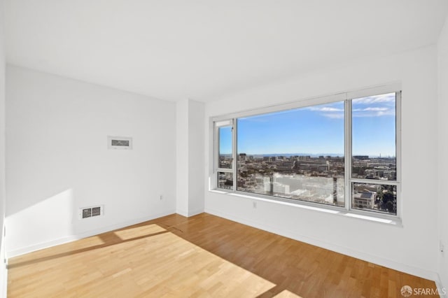 spare room with hardwood / wood-style flooring