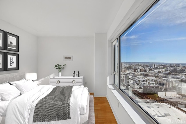 bedroom with hardwood / wood-style flooring