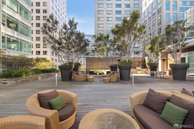 exterior space featuring an outdoor hangout area