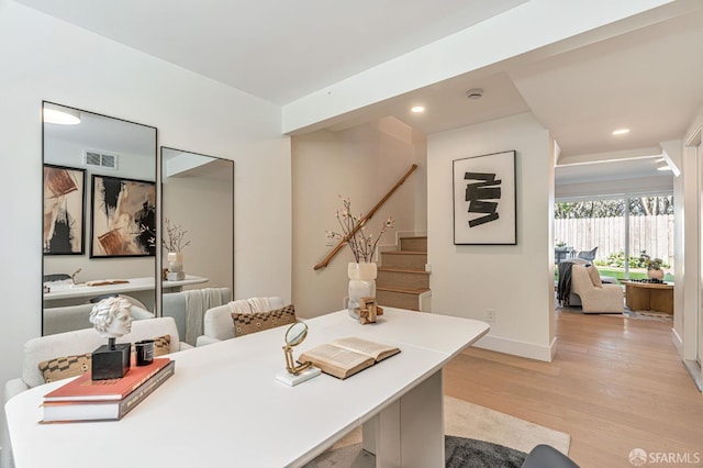 115 Gladeview Way, San Francisco, CA 94131 - home office featuring light wood-style floors, baseboards, and recessed lighting