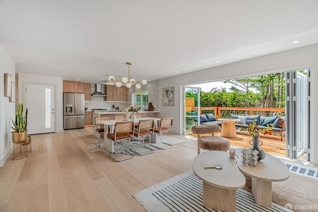 115 Gladeview Way, San Francisco, CA 94131 - dining space featuring light wood-type flooring, recessed lighting, and a chandelier