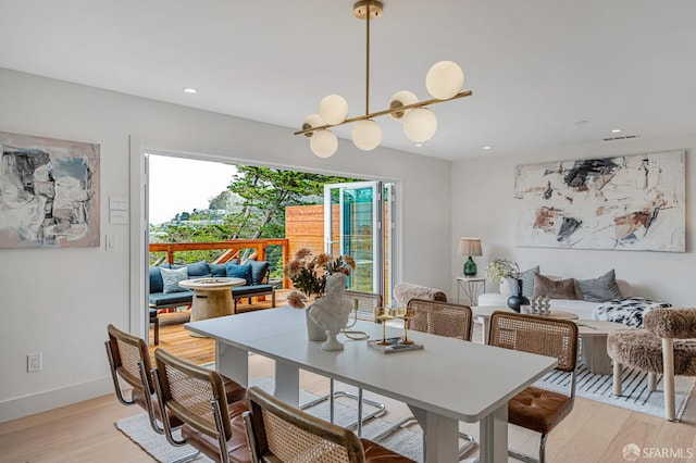 115 Gladeview Way, San Francisco, CA 94131 - dining space with light wood-type flooring, a chandelier, recessed lighting, and baseboards