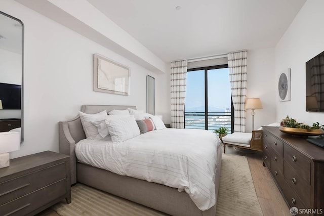 bedroom featuring light wood finished floors