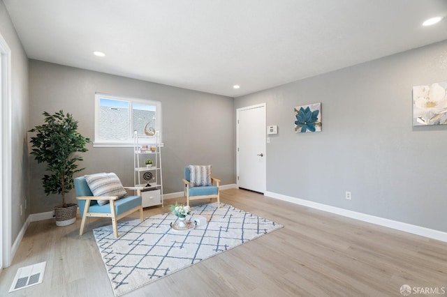 living area with light wood-type flooring