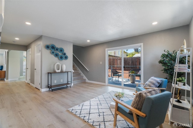 living room featuring light hardwood / wood-style flooring