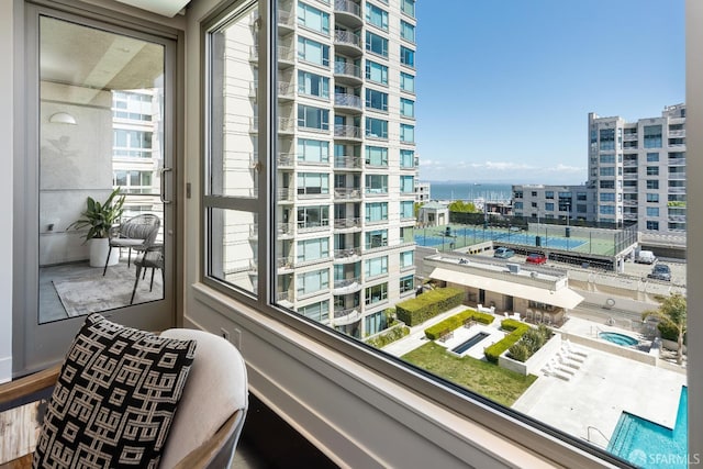 balcony with a water view