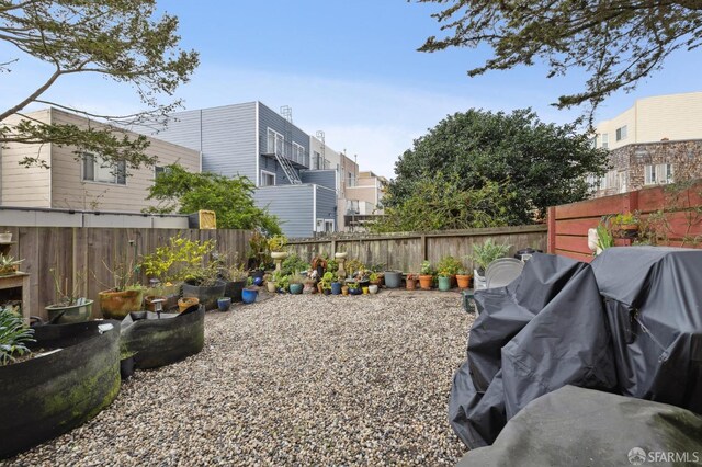 view of yard featuring a fenced backyard