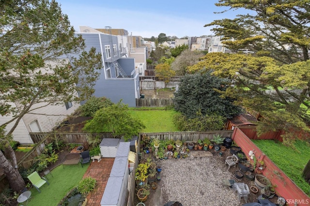 drone / aerial view featuring a residential view