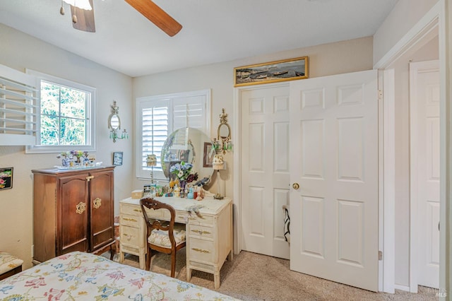 2035 Kirkwood Ct, Fairfield, CA 94534 - bedroom with light colored carpet, a ceiling fan, and a closet