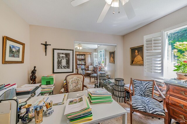 2035 Kirkwood Ct, Fairfield, CA 94534 - office area featuring ceiling fan and carpet