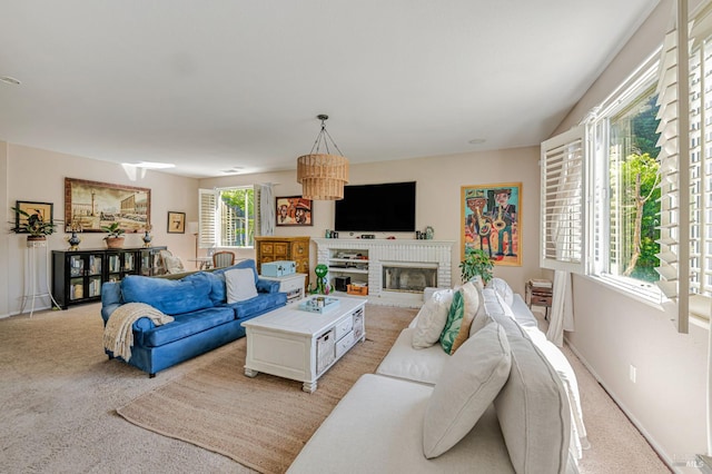 2035 Kirkwood Ct, Fairfield, CA 94534 - living room featuring light colored carpet and a fireplace