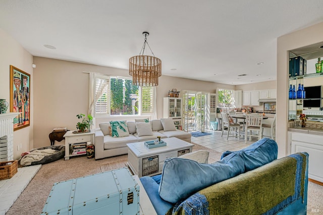 2035 Kirkwood Ct, Fairfield, CA 94534 - living room with a chandelier and light colored carpet