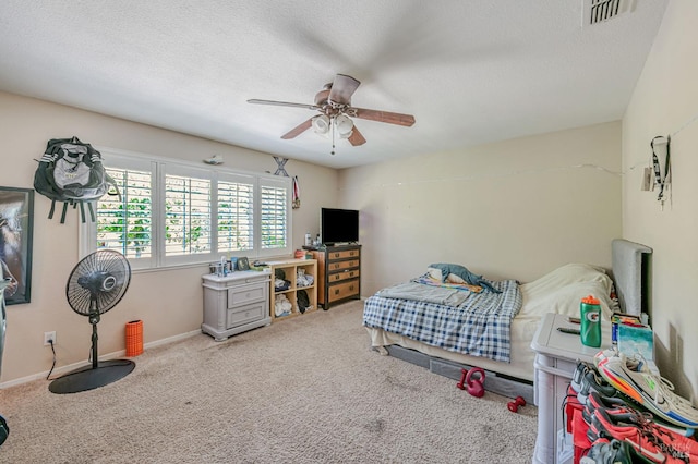2035 Kirkwood Ct, Fairfield, CA 94534 - bedroom featuring carpet, a ceiling fan, a textured ceiling, and baseboards