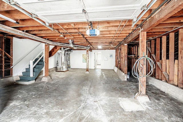basement featuring stairs