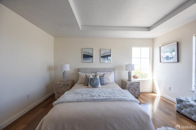 3044 Whisperwave Cir, Redwood City, CA 94065 - bedroom featuring baseboards, dark wood-style flooring, and a raised ceiling