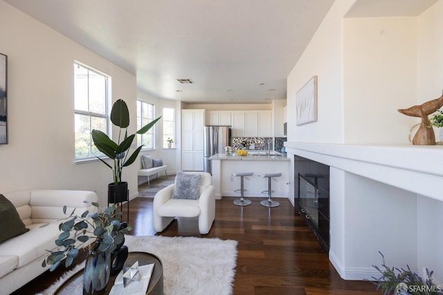 3044 Whisperwave Cir, Redwood City, CA 94065 - living area with dark wood finished floors