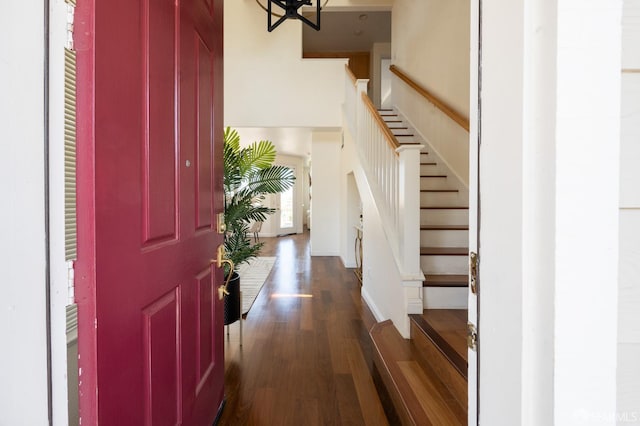 3044 Whisperwave Cir, Redwood City, CA 94065 - entrance foyer featuring stairs and dark wood finished floors